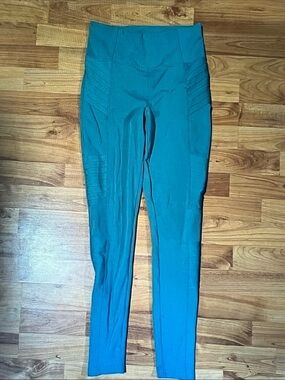 Athleta Teal Ribbed High-Rise Leggings